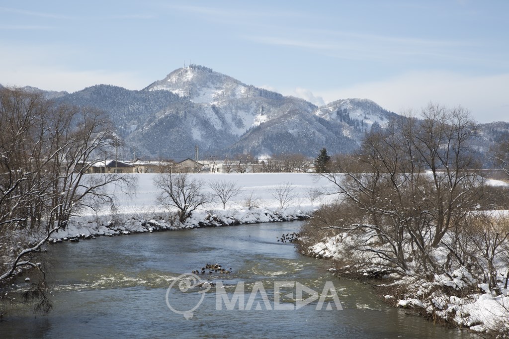 冬の丸子川と大平山
