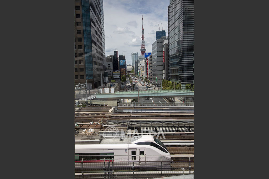 JR東日本E657系電車と東京タワー
